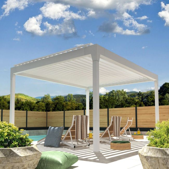 Pergola bioclimatica RIRI - JUVENTAS a isola manovra elettrica 1 cilindro 2