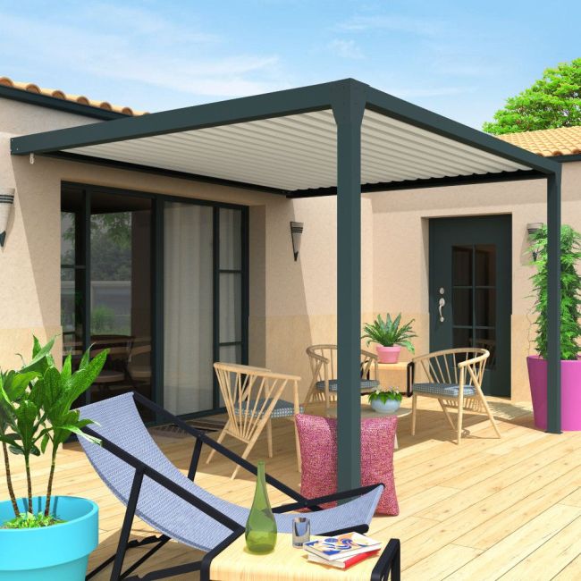 Pergola bioclimatica RIRI - AURORA manovra elettrica 1 cilindro facciata 3.50m x 3.10m 2