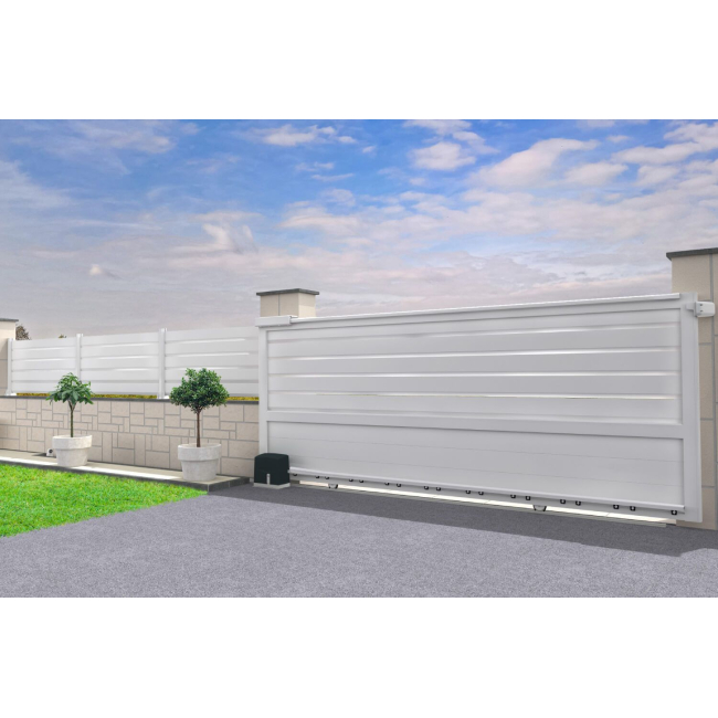 Cancello scorrevole misto in alluminio in kit  - 1 2