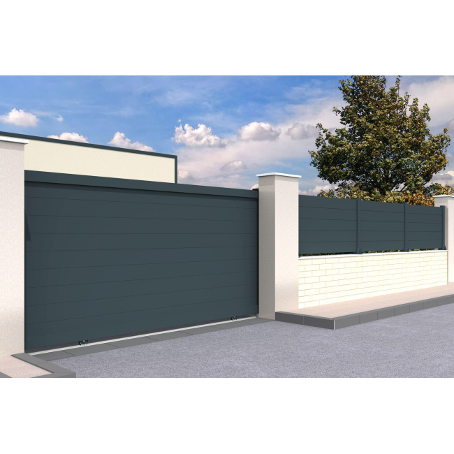 Cancello scorrevole in alluminio massiccio in kit  - 1 2