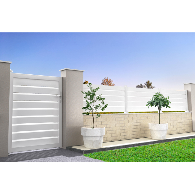 Cancello pedonale a battente in alluminio con pannello privacy in kit RIRI - 1 2